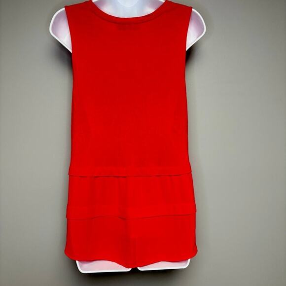 LOFT Tiered Pink Chiffon Sheer Bottom Sleeveless Top Womens Sz M - Picture 2 of 4